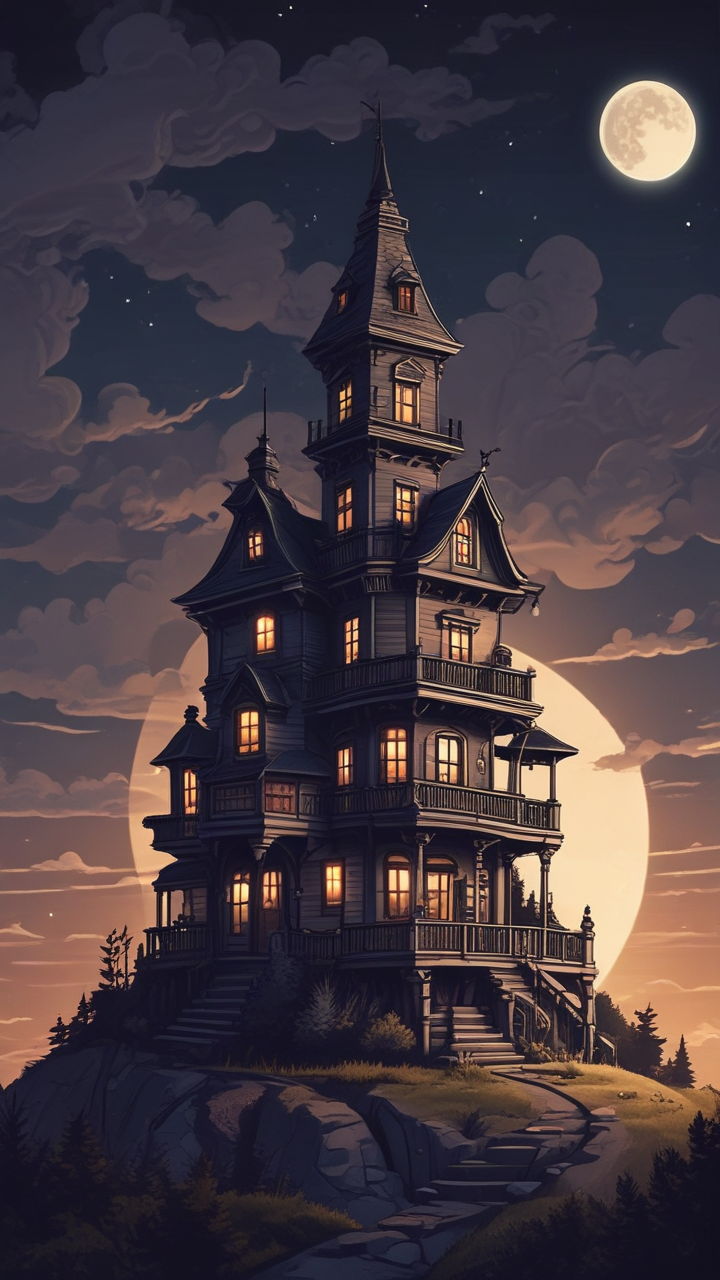 In the SHADOW of the MOON, stood a MYSTERIOUS house on the hill. A GHOSTLY figure appeared at MIDNIGHT, its gaze PIERCING through the window. Footprints LED deeper into the BACKYARD; a DETECTIVE followed the trail nervously. In the attic’s GLOOM, a CHEST GLOWED eerily, BECKONING CURIOUS souls closer. A YOUNG girl CLUTCHED her flashlight TIGHTLY; the SHADOWS around her whispered. Striking MIDNIGHT, the ATONAL chime left HEARTS racing through the dim hallway. A BLACK cat Hissed violently; the trees SHIVERED with the WIND’s chill. Children HUDDLED by the campfire, eyes WIDE, telling TALES of the UNSEEN. Books soared FIRECE through the LIBRARY; UNSPOKEN stories danced upon the air. A bat’s SHADOW FLITTERED across the courtyard under the full MOON’s GAZE.