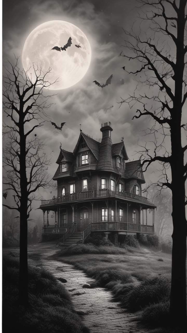 Once upon a time, there was a HOUSE feared by an entire VILLAGE. The BRAVE FOX, driven by CURIOSITY, decided to explore the mysterious mansion. Every STEP echoed ominously, yet his COURAGE fueled his every move FORWARD. Suddenly, a CHILL ran up his spine; ghostly WHISPERS danced in the air. The SHADOWS danced eerily; their shapes shifted, forming UNKNOWN and terrifying figures. Drawn by an UNSEEN FORCE, the fox's paw reached for a glowing BOOK. As he OPENED it, a whirlwind of FORGOTTEN SPIRITS was suddenly unleashed. Among the CHAOS, a friendly GHOST silently gestured toward the FORBIDDEN door. With HEART pounding, he entered; the room transformed into a magical, MOONLIT garden. With the sun rising, the fox felt relief; his NIGHTMARE had ended.