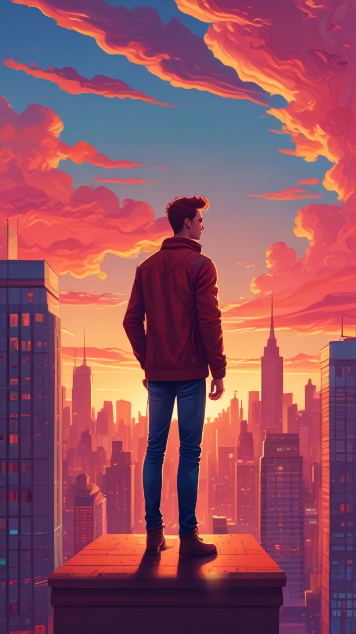 Leo gazed at the city below, feeling YOUNG, FREE, and UNSTOPPABLE. <break time="0.7s" /> Indulging in LUXURY, Leo explored racks of designer clothes with INFINITE excitement. <break time="0.7s" /> Parties seemed endless, nights a blur of MUSIC, LAUGHTER, and fleeting DELIGHT. <break time="0.7s" /> At HOME, his father silently handled CHORES, making it all seem EFFORTLESS. <break time="0.7s" /> A TURNING POINT when illness left his father BEDRIDDEN and VULNERABLE. <break time="0.7s" /> Leo embraced CHORES, music enhancing his speed, enjoying his new ROLE. <break time="0.7s" /> Overwhelmed, RESPONSIBILITIES became heavy, ESCAPING his once carefree lifestyle. <break time="0.7s" /> He saw a FRAGILE MAN, humbled by his father's tireless SACRIFICE. <break time="0.7s" /> Sitting by him, Leo realized adulthood meant RESPONSIBILITY and SACRIFICE. <break time="0.7s" /> "I'll care for us," Leo vowed, embracing his new ROLE with RESOLVE. <break time="0.7s" />