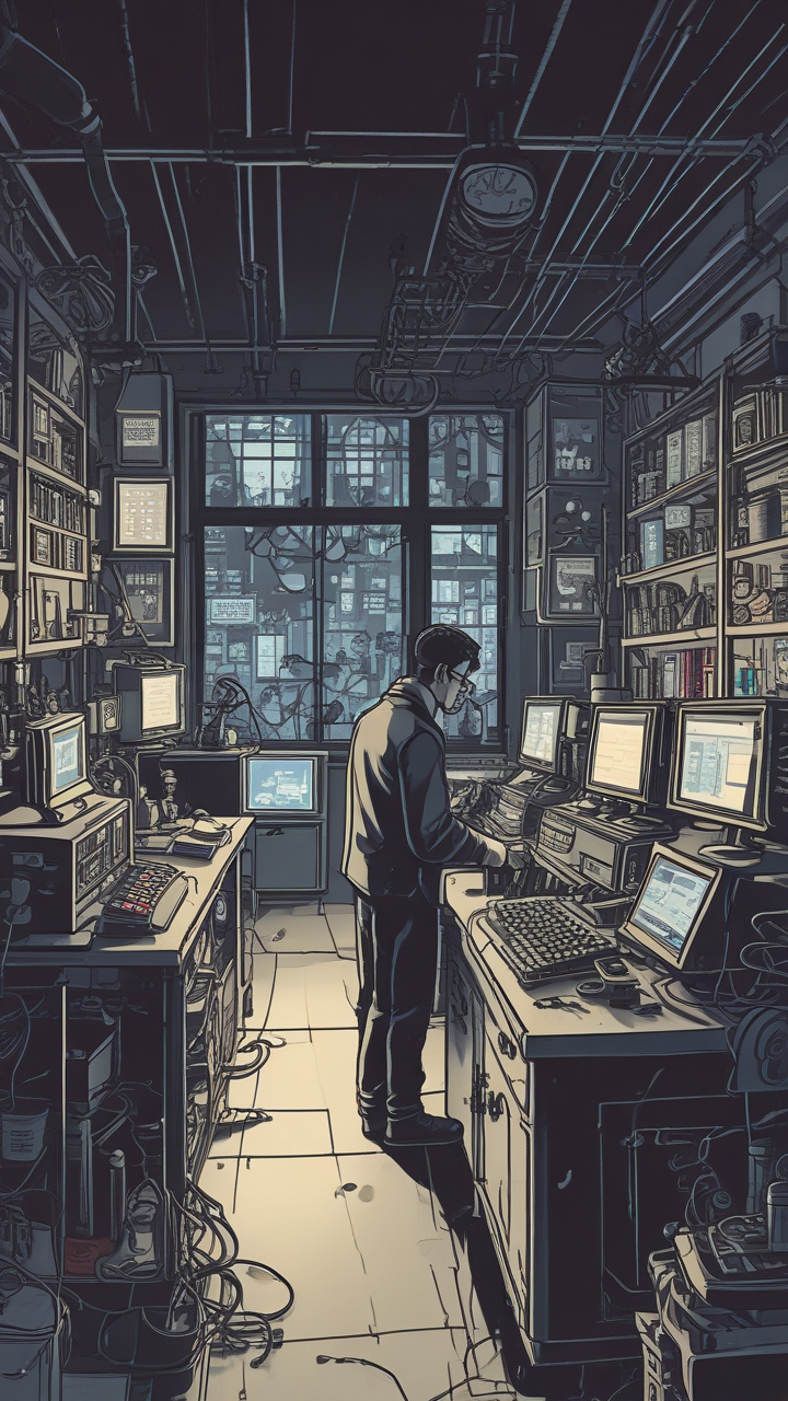 The AI SCREEN suddenly displays: 'You're NOT alone.' Silence deepens. Unexpectedly, the figure whispers back: 'I know.' Room turns cold. The MESSAGE reads: 'We need YOU.' Scientist's breath catches; revelation dawns.