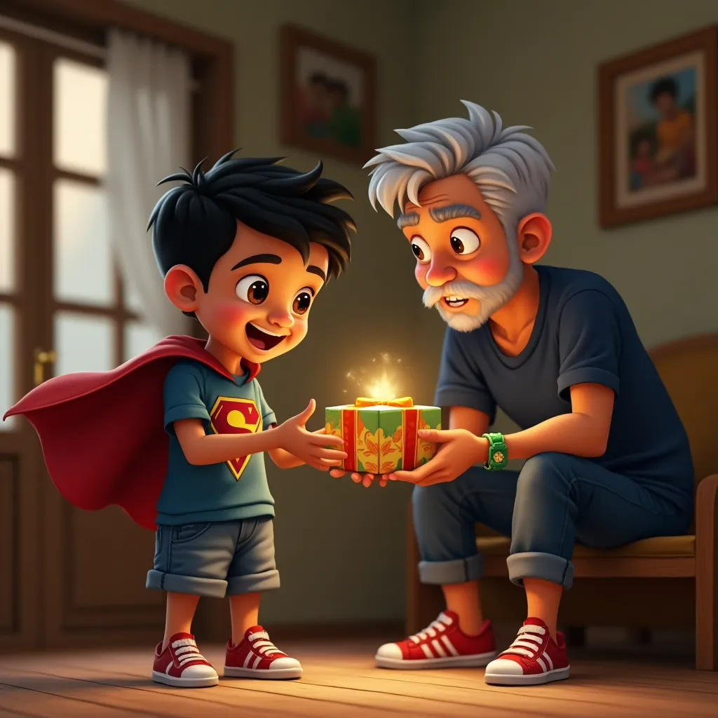 In an inviting room, Rohan receives a MYSTERIOUS box from his grandfather. Rohan's mind swirls with CURIOSITY; he gazes at the MYSTERIOUS box intently. Restlessness grips him as shadows dance; his imagination churns incessantly about the box. Distracted in class, he longs for answers hidden within the mysterious box. Rohan remains TORN by temptation; his impatience grows as time mercilessly drags by. Unable to resist any longer, Rohan opens it and finds the box EMPTY. Disappointment fills him; he seeks his grandfather's wisdom amidst a serene garden. Grandfather smiles kindly, revealing the true treasure was PATIENCE, not GOLD coins. Rohan realizes his mistake, learning patience often gives greater, unforeseen REWARDS. Embracing grandfather, Rohan discovers patience’s virtue, reinforcing life's invaluable LESSON happily.