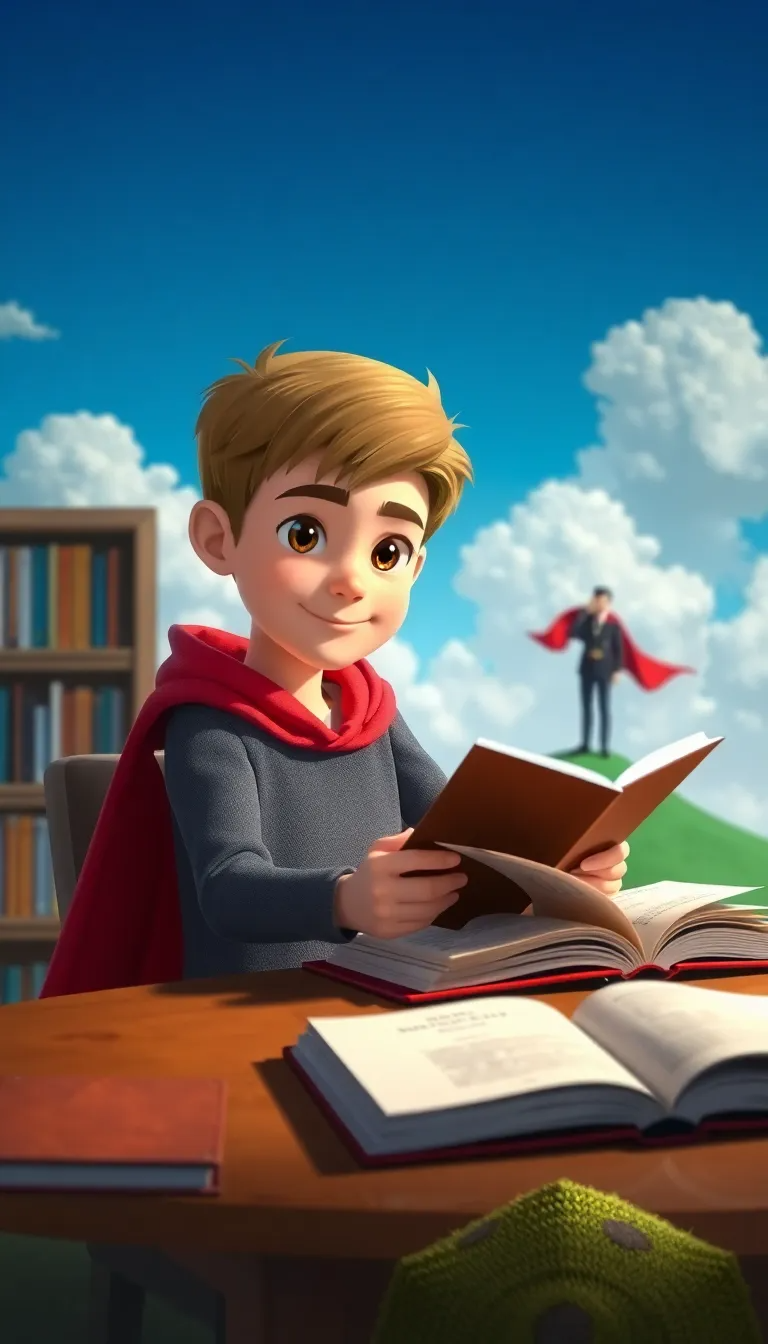 Meet JACK, a young dreamer, staring bravely at limitless POSSIBILITIES ahead of him. Despite facing CHALLENGES in school, Jack stands with determination, ready to improve. He listens attentively to his grandmother's stories of RESILIENCE and overcoming obstacles. Mia encourages Jack, reminding him that FRIENDSHIP strengthens their resolve and motivation to persist. Every great move begins with a PLAN; Jack outlines goals to track PROGRESS. Inspired by KINDNESS, Jack realizes that helping others fuels his inner MOTIVATION too. With renewed effort and CONFIDENCE, Jack tackles challenges, embracing mistakes as learning tools. Reading stories of great ACHIEVERS makes him believe in his potential and dreams. Celebrating small VICTORIES enforces the belief that little steps lead to grand successes. As the sun sets, Jack knows that the journey of BELIEVING started within him.