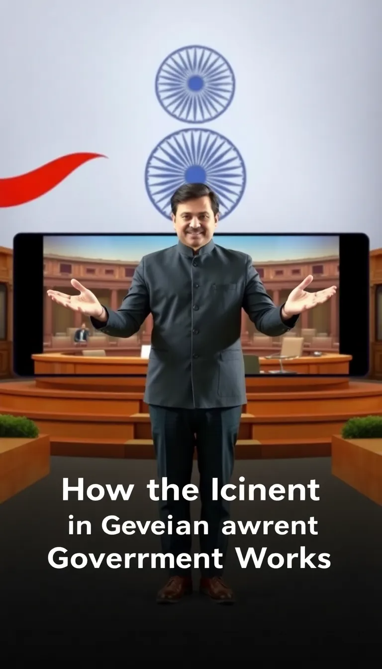 "India's government is a PARLIAMENTARY democracy with THREE main BRANCHES of governance." <break time="0.7s" /> "The PARLIAMENT consists of RAJYA SABHA and LOK SABHA, together shaping India's LAWS." <break time="0.7s" /> "The EXECUTIVE branch is LED by the President and Prime Minister collaboratively." <break time="0.7s" /> "The JUDICIARY interprets LAWS, with Supreme Court at its pinnacle of AUTHORITY." <break time="0.7s" /> "Together, these BRANCHES sustain INDIA'S DEMOCRACY, fostering stability and ensuring JUSTICE." <break time="0.7s" />