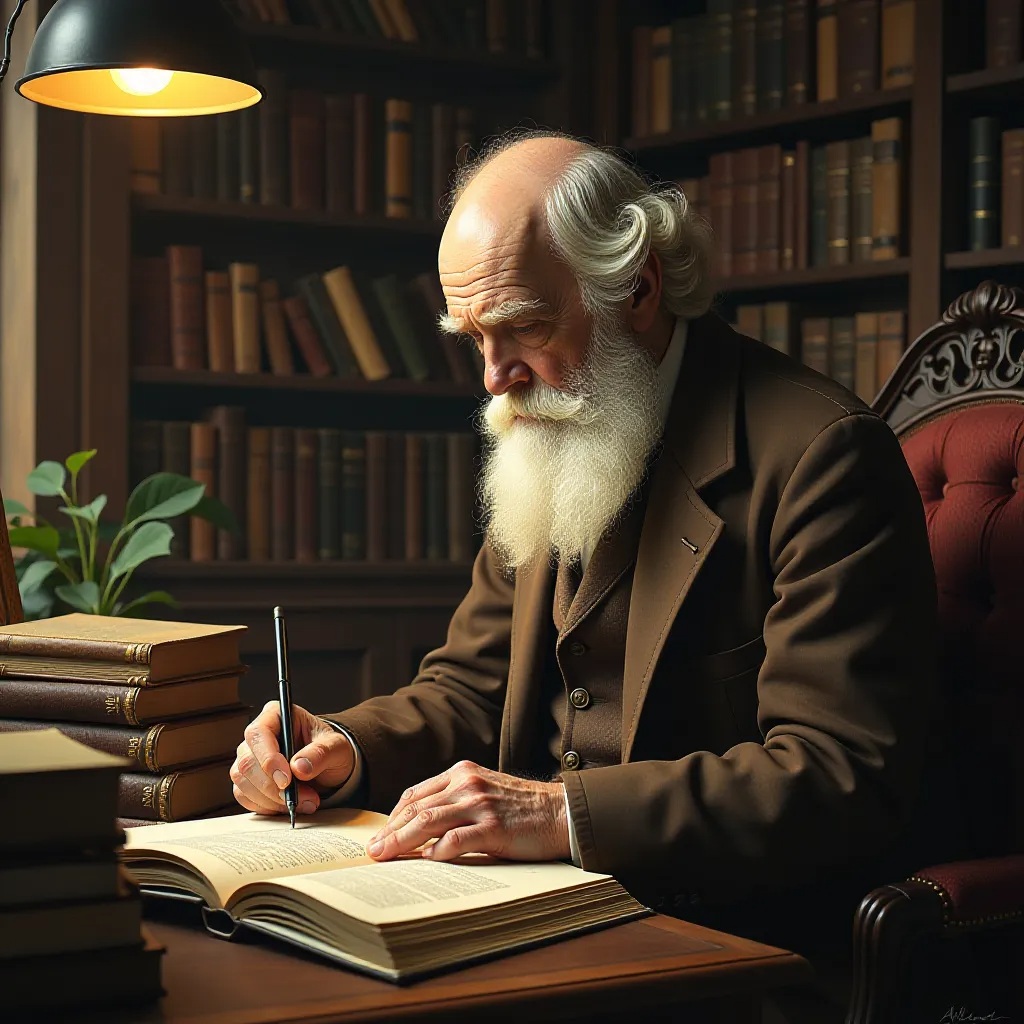 In 1800s England, a scientist pondered over nature's mysteries. <break time="0.7s" /> Darwin's FINCHES showcased adaptation, key to evolution's explanation. <break time="0.7s" /> In NATURE, species evolve through gradual changes over TIME. <break time="0.7s" /> These genetic SHIFTS pass on traits, aiding survival in environments. <break time="0.7s" /> Humans share ANCESTORS with other life forms on EARTH. <break time="0.7s" /> Together, we EMBRACE our evolutionary journey, celebrating common bonds. <break time="0.7s" />