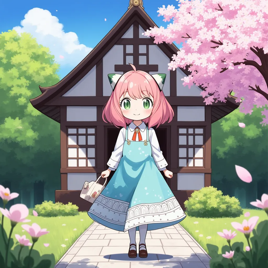 Character: AnimeAnya - Create me a beautiful story of this cute little anime girl in japan, heading to  a supermarket for shopping 