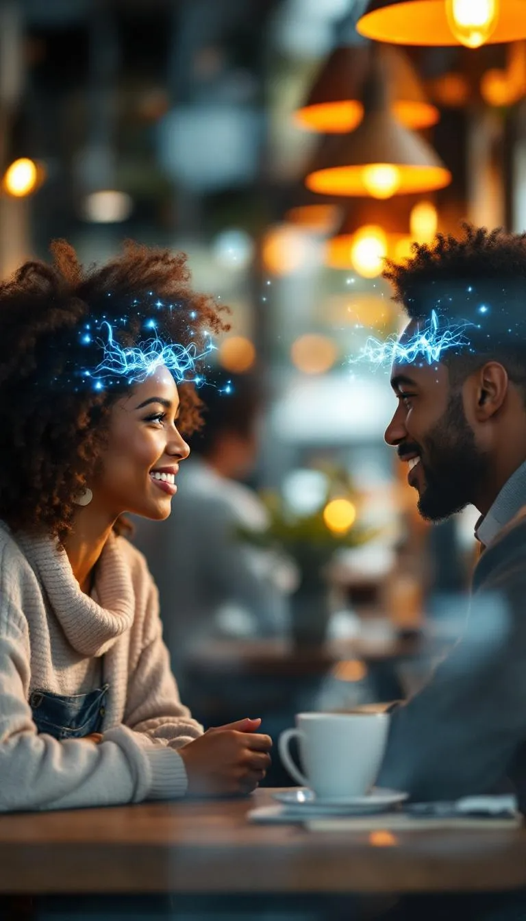 Did you know when two people have a meaningful conversation, their brains start syncing? It's a real phenomenon, a PROVEN biological process called neural coupling. We see it. As you talk and TRULY connect, your brain waves begin to mirror each other. They start matching rhythms, emotions, and even how FAST your brains process new information. The stronger the connection, the tighter the sync. It’s why you instantly CLICK. Your brains are actually tuning into the EXACT same frequency. And it’s not just emotional. It is MEASURABLE. Now, tech companies are exploring how to use this in AI. From advanced brain-computer interfaces to, yes, even making the PERFECT match on dating apps. So the next time you truly VIBE with someone on a much deeper level? Remember, it's not just some abstract chemistry—it's your very own neurons firing in harmony.
