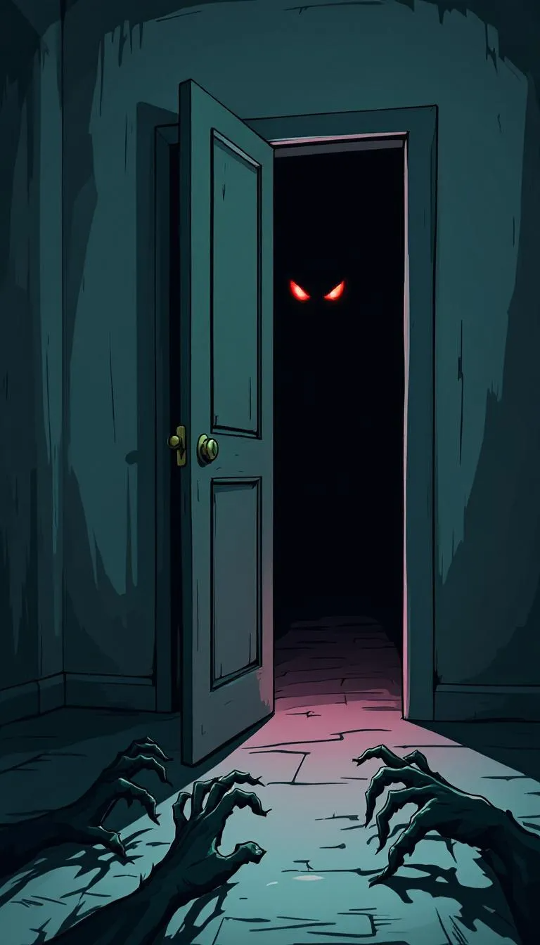 Alone in my dark room, I heard a slow tap, tapping. It wasn't the window. It was coming from INSIDE my closet. I peeked inside... and saw MYSELF furiously trying to get OUT.